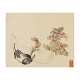 Wang Chengyu ~flowers, Vegetables, Fruits, Eggplant, Lotus Root (Print Only) thumbnail
