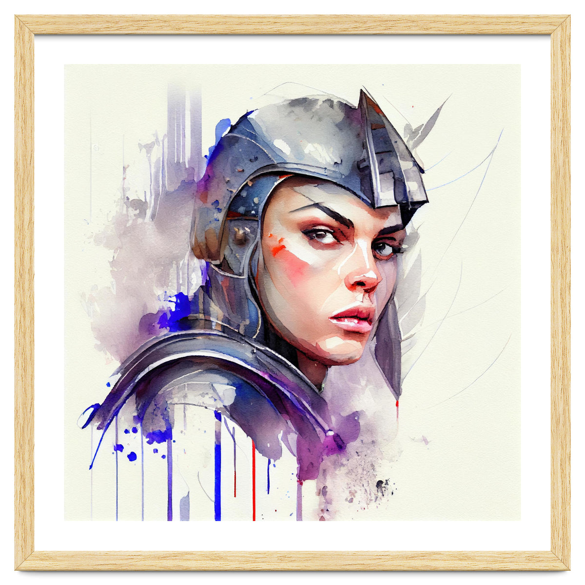 Watercolor Medieval Soldier Woman #3