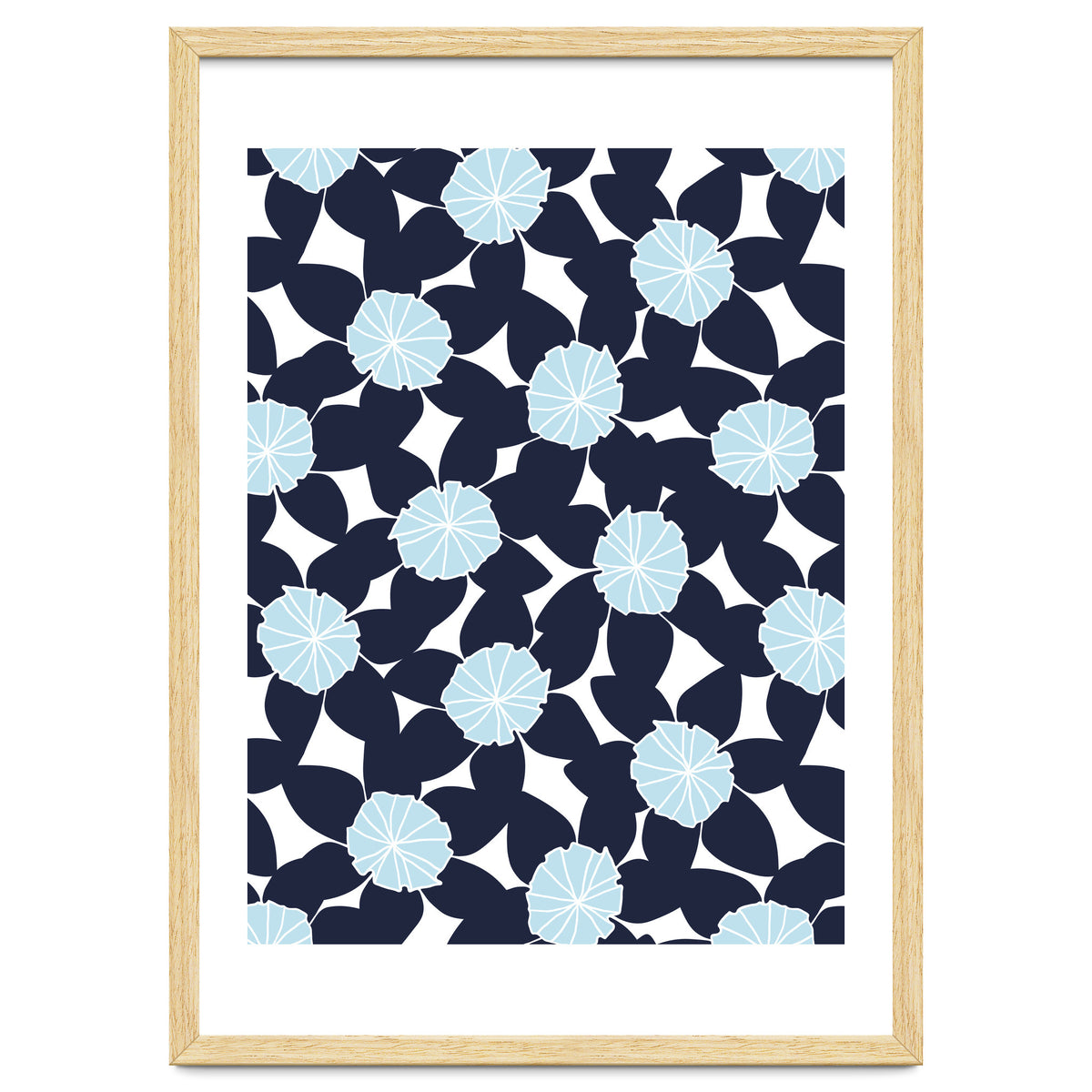 Pastel Blue Abstract Flower Pattern