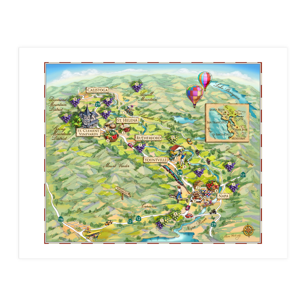 Napa Valley Illustrated Map (Print Only)