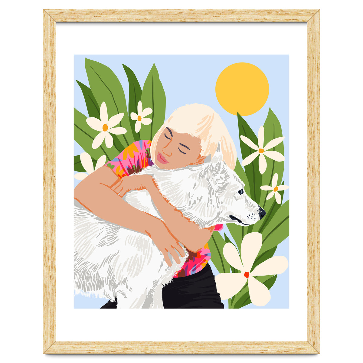 All You Need Is Love & A Dog | Pets Urban Jungle Bohemian Woman Illustration