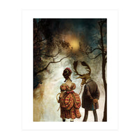 VINTAGE COUPLE IN AUTUMNAL ABSTRACT FOREST  II (Print Only)