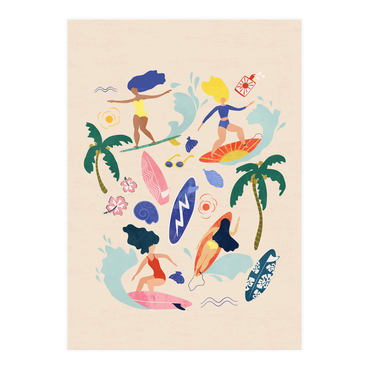 Surfing Girl Light (Print Only)