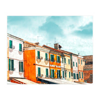 Burano Island | Colorful Patel Architecture Building | Watercolor Travel Painting (Print Only)