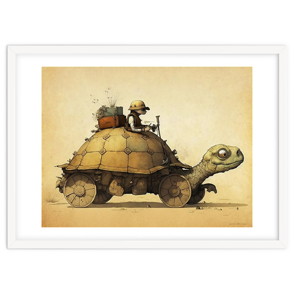 Tortoise Car Steampunk Illustration