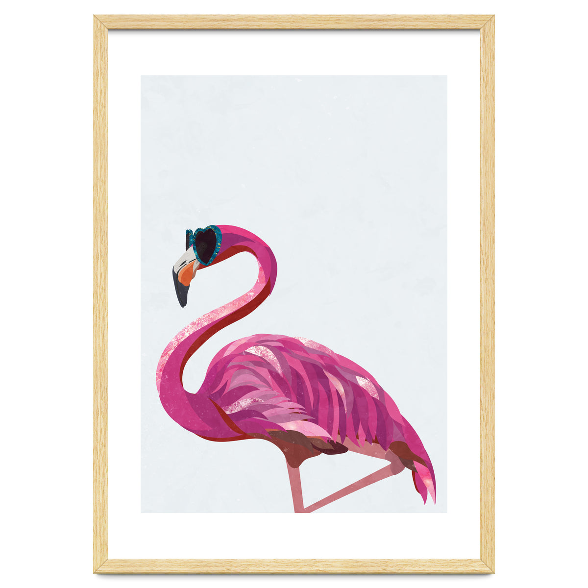 Flamingo Portrait Wearing Sunglasses
