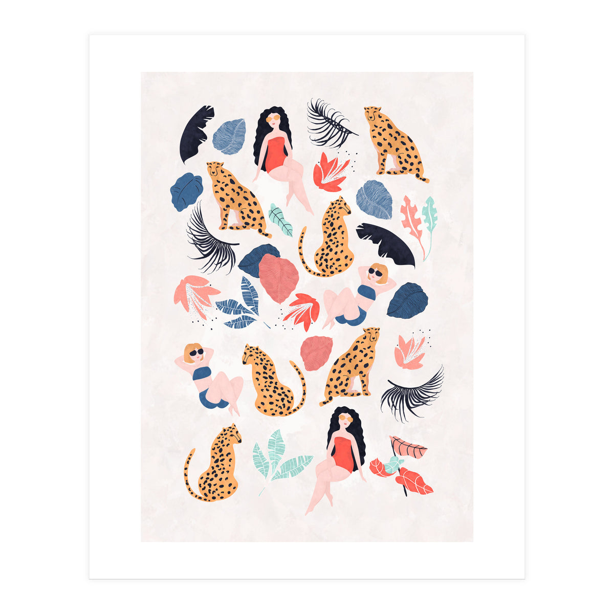 Tropical Girls And Cheetah (Print Only)