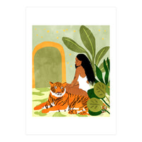 Just You & Me | Tiger Urban Jungle Friendship | Wild Cat Bohemian Black Woman with Pet (Print Only)